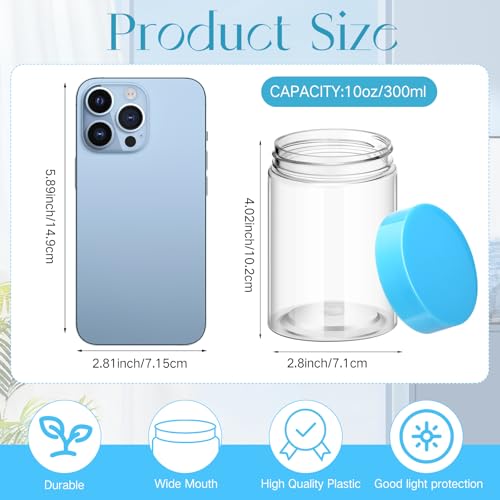 4 Pcs Plastic Jars Wide Mouth with Lids (4 Count)
