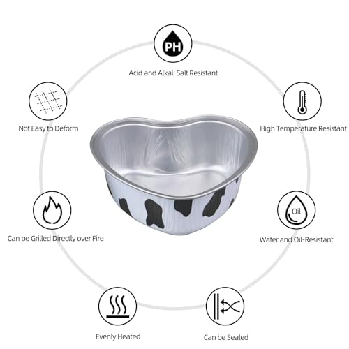 Mini Heart Shaped Cake Pans 3.5oz Aluminum Foil Heart Cake Pan with Lids