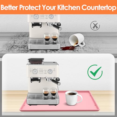 Silicone Coffee Maker Mat with Lip for Countertops