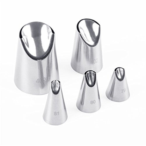 5 piece Stainless Steel Rose Flower Piping Tips Piping Nozzles Cake Decorating Supplies Cookies Cupcake Icing Decorating Supplies Decorating Kits Frosting Icing Tips Baking Set Tools #3 (5 Count)