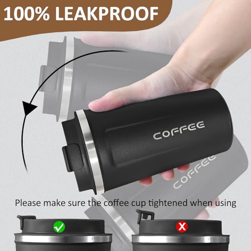 4 Pack Travel Coffee Mug 17oz Insulated Coffee Cup with Lid (4 Count)