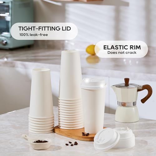 100 Pack 20 oz Disposable Paper Coffee Cups with Lids (100 Count)