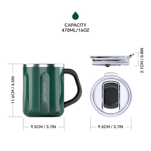 16 oz Insulated Coffee Mug with Lid and Handle