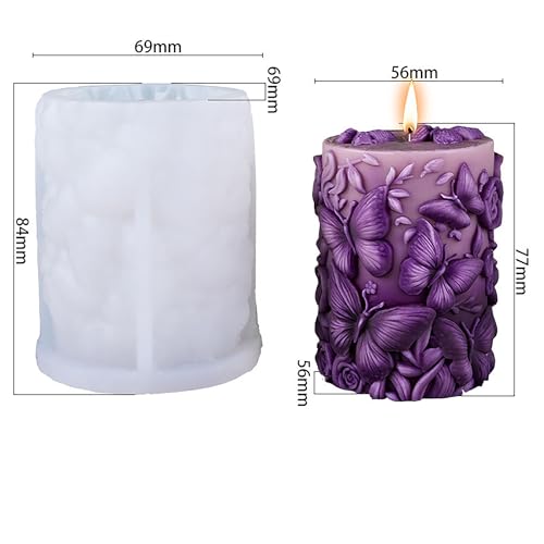 Butterfly Flower Cylinder Molds Silicone Wave Spiral Candle Mold