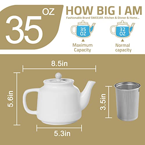 Sweejar 35 oz Porcelain Tea Pot