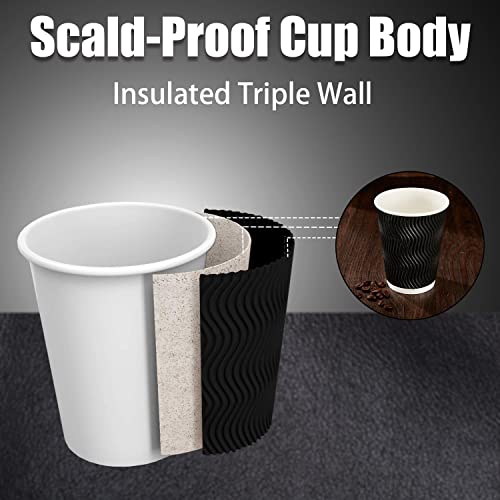 12 oz Disposable Coffee Cups 120 Pack Insulated Corrugated Paper Cup (120 Count)