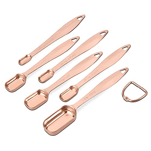 6-Piece 18/8 Stainless Steel Measuring Spoons Set, Rose Gold