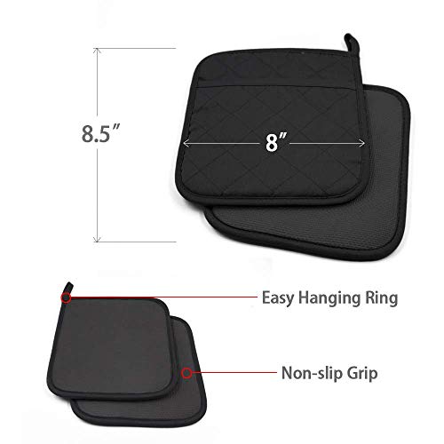 2Pcs Cotton and Neoprene Oven Pads Pot Holders with Pocket 8"x8.5" Dual (2 Count)