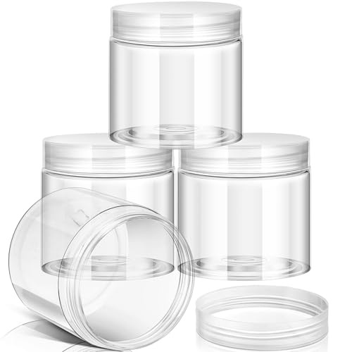 4 Pcs Plastic Jars Wide Mouth with Lids (4 Count)