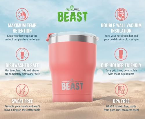 Beast 10 oz Tumbler Stainless Steel Vacuum Insulated Coffee Ice Cup Double Wall Travel Flask