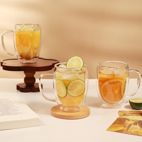 12oz Double Walled Glass Coffee Mugs (2 Count)