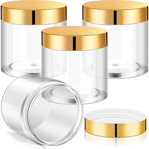 4 Pcs Plastic Jars Wide Mouth with Lids