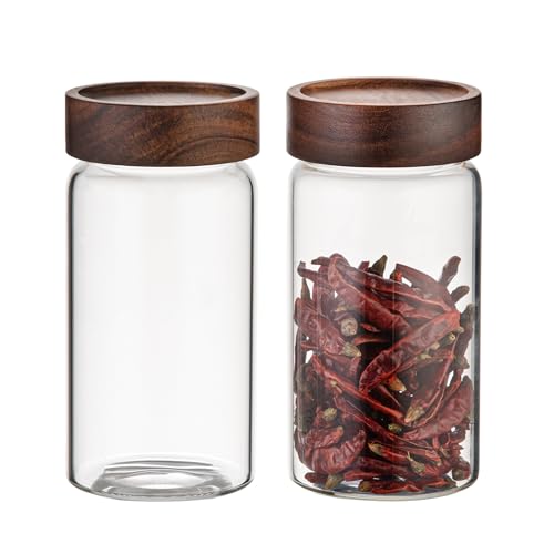 18 OZ Glass Coffee Jars with Top Screw Lid Ground Sugar Spice Herb Container Clear Glass Jar Round Food Storage Canister for Pantry Tea Coffee Bean Spice Cookies Salts