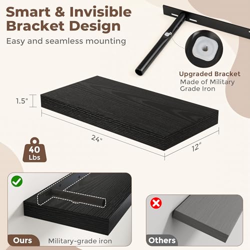 12 Inch Deep Floating Shelves for Wall (2 Count)