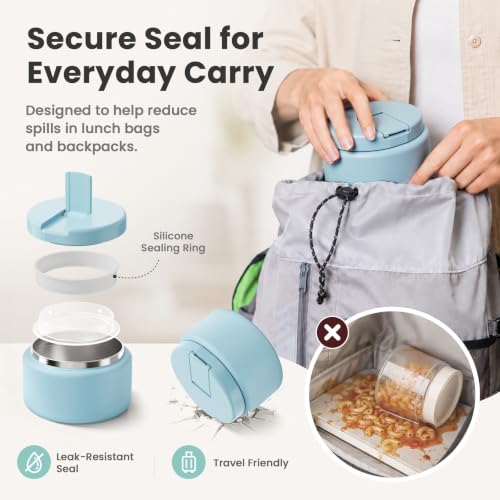 13.5oz Soup Thermo for Hot Food Kids with Buckle Lid Insulated Vacuum Food Jar Wide Mouth Leakproof Stainless Steel Lunch Container