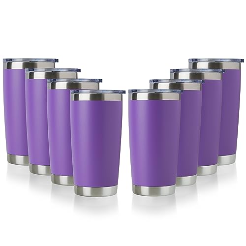 20oz Stainless Steel Tumbler Bulk with Lid (8 Count)