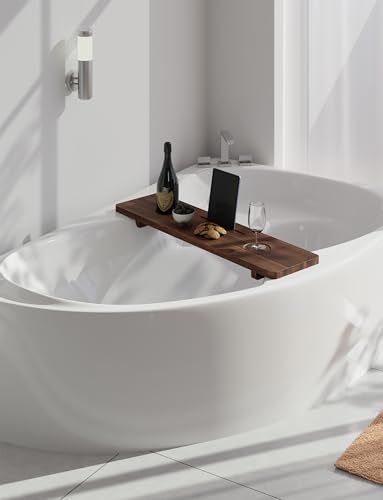 35”L Wood Bathtub Tray with Wine and Tablet
