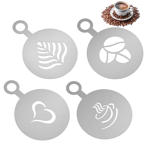 4 Pcs Latte Art Stencils (4 Count)