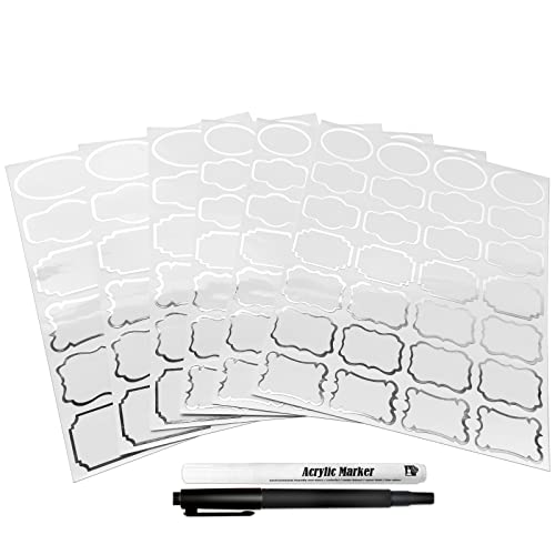 Kitchen Pantry Food Containers Clear Labels with Silver Border