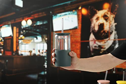 Glass Tumbler with Straw and Lid