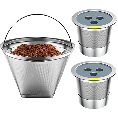Stainless Steel Reusable Coffee Filter Compatible with Coffee Maker (3 Count)