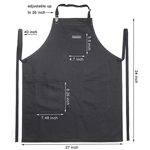 Black Kitchen Apron for Cooking