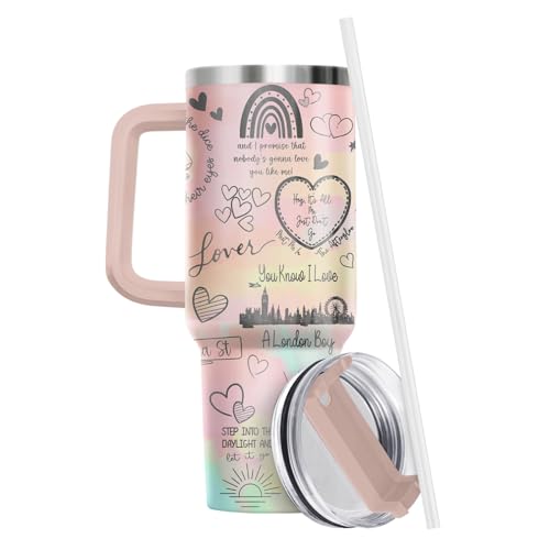 Pink Pastel Lover Romantic 40 oz Tumbler with Handle