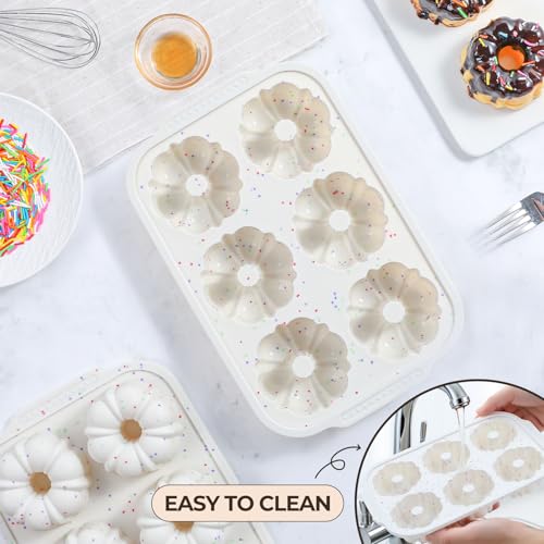 3 Inch Mini Fluted Tube Cake Pans for Baking with Metal Reinforced Frame (2 Count)
