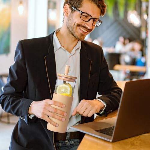 24oz Glass Tumbler with Lids and Straws