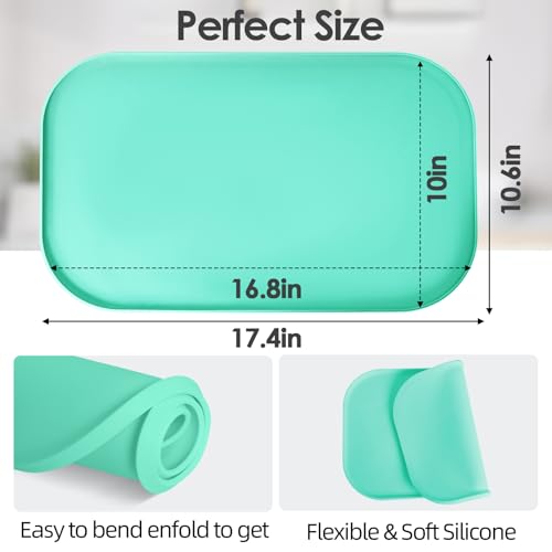 Silicone Coffee Maker Mat with Lip for Countertops 17.4''x10.6'' Mint Green