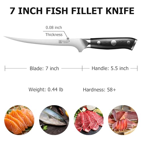 Fillet Knife 7" Flexible Boning Knives with G10 Handle