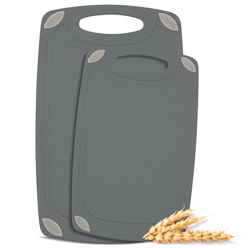 2 Piece Reversible Cutting Board Set Made with Natural Wheat Straw Fiber (2 Count)