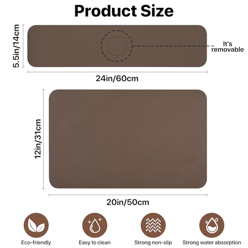 Dish Drying Mat + Faucet Mat for Kitchen Sink (2 Count)