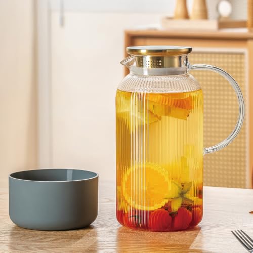 2 PACK Glass Pitcher with Silicone Base (2 Count)