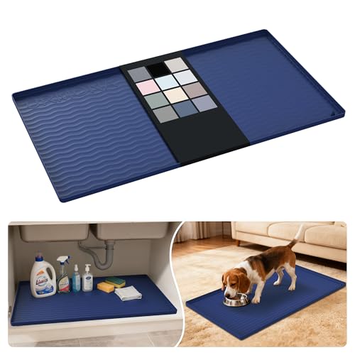 Waterproof Silicone Under Sink Mat 34'' x 19'' Shelf Liner for Kitchen and Bathroom