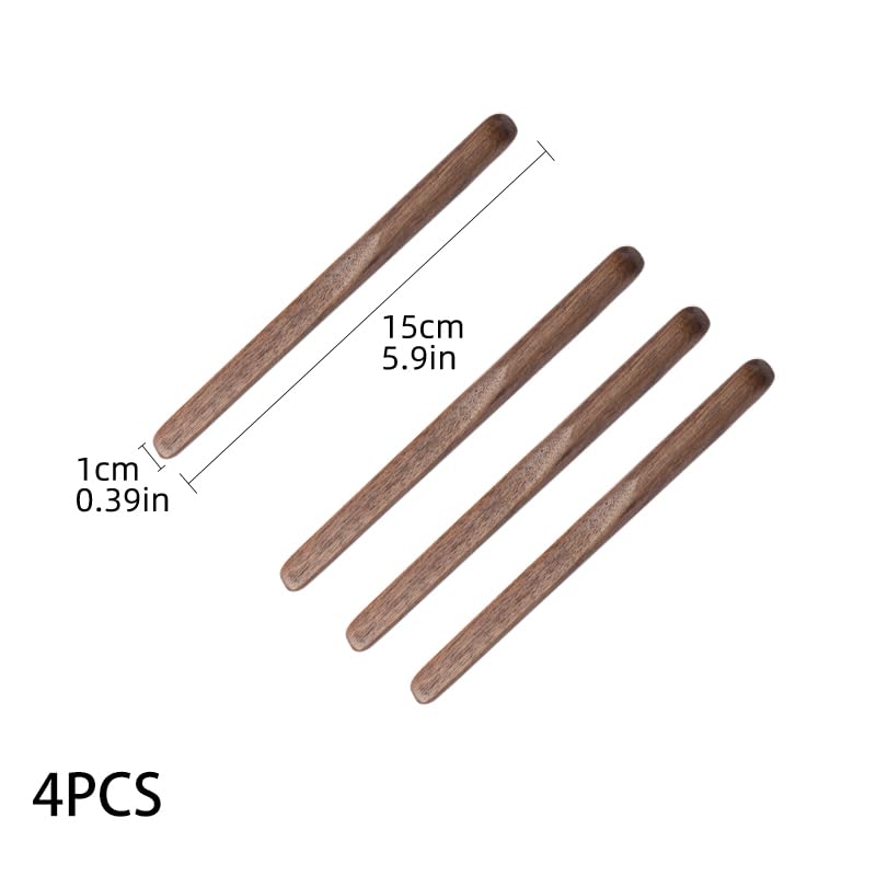 Black Walnut Wood 4Pcs Coffee Stirrers 6″ Reusable & Multifunctional for Coffee (4 Count)