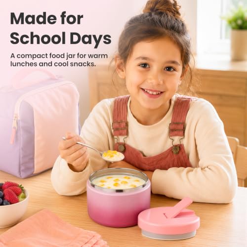 12oz Insulated Vacuum Food Jar with Buckle Lid Wide Mouth Soup Thermo for Hot Food Kids Leakproof Stainless Steel Lunch Container