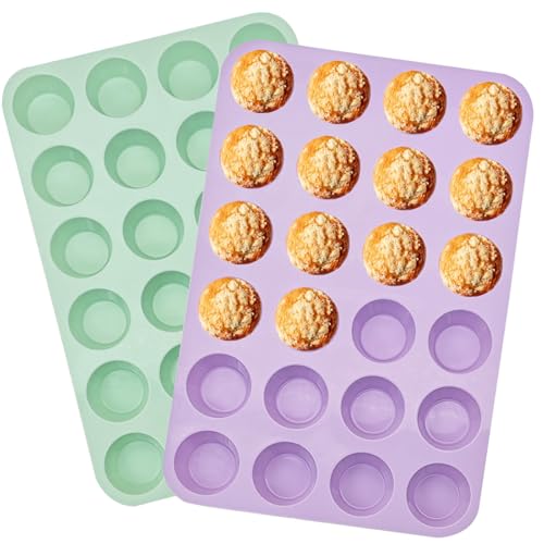 24 Cups Silicone Mini Muffin Pan Set (2 Count)