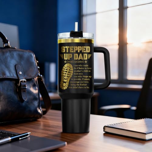 Stepdad Stepped Up Dad 40 oz Tumbler with Handle