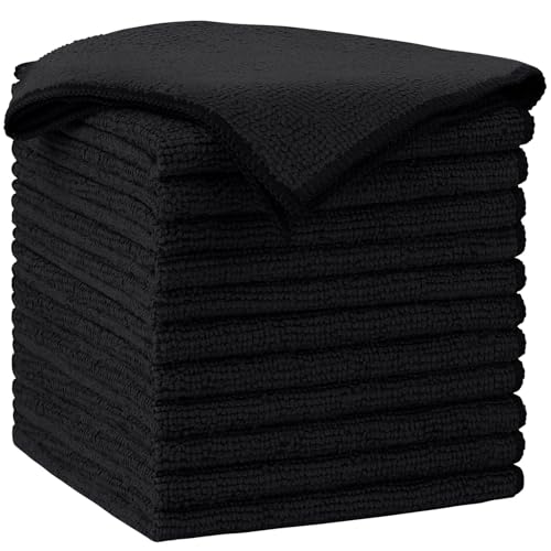 Black Microfiber Cleaning Cloth (12 Count)