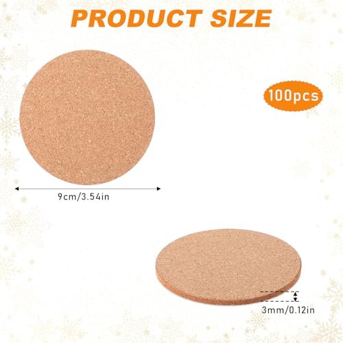 100Pcs Cork Coasters for Drink (10 Count)
