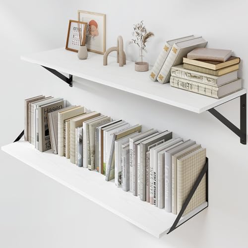 White Deep Floating Shelves for Wall (2 Count)