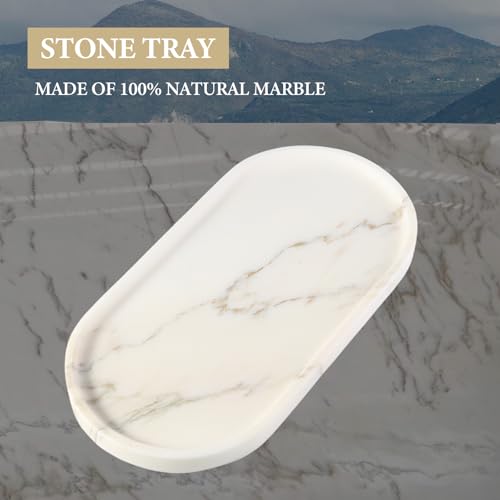 White Marble Tray with Gold Pattern for Bathroom Counter