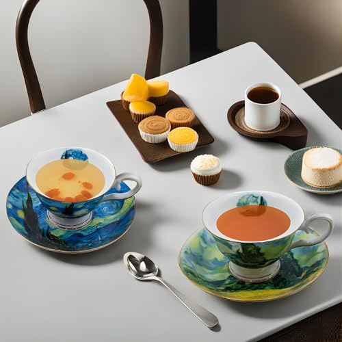 Floral Tea Cups Saucers Set of 2 (2 Count)