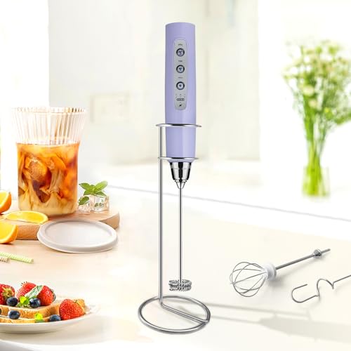 Milk Frother Wand Rechargeable Handheld Electric Whisk 3 Speed Adjustable
