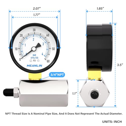 0 60Psi 2" Steel Double Graduated Air Test Pressure gauges