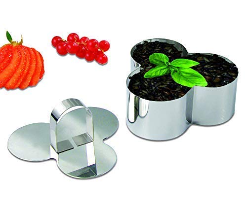 Stainless Steel Dessert Rings 4 Pcs Plum Blossom Shape Molded Starters Appetizers Salads (4 Count)