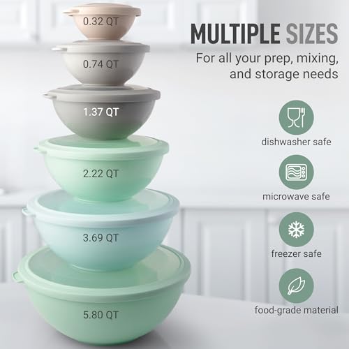 12 Piece Plastic Nesting Mixing Bowl Set