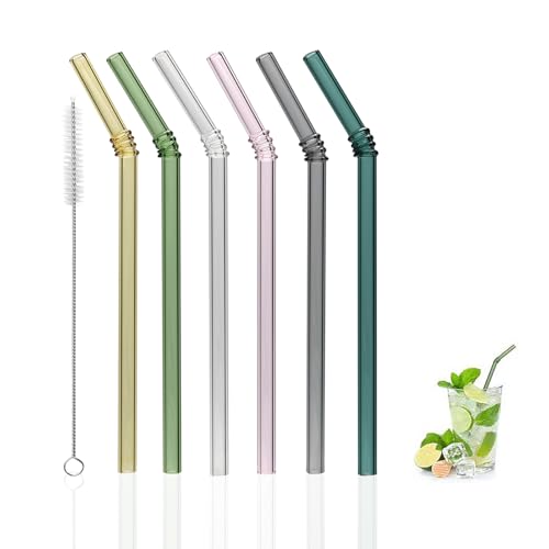 Curved Stained Glass Straws with Designs (6 Count)