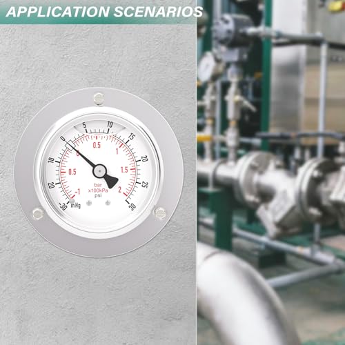 30inHG 30PSI Panel Mount Front Flanged Glycerin Filled Pressure Gauge